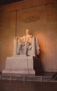 Postcard Abraham Lincoln Statue Head Seemingly Bent In Chair Washington DC