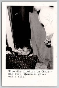 Hong Kong RPPC Rice Distribution Christmas Eve For The Homeless Postcard N28