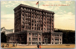 Providence Rhode Island RI, New Y.M.C.A Building, Street Scene, Vintage Postcard