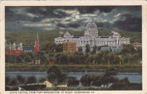 Pennsylvania Harrisburg State Capitol From Fort Washington At Night