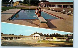 c1950's Kay-Lyn Kourt Hotel Swimming Pool Multiview Richland Georgia GA Postcard