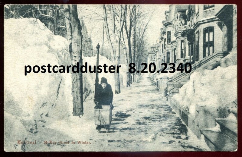 h3171 - MONTREAL Quebec Postcard 1910s McKay Street in Winter