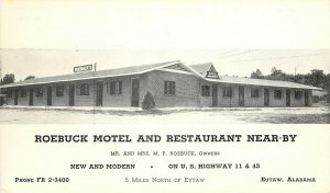 RPPC Postcard IRoebuck Motel and Restaurant Eutaw AL Greene County Hwy 43 and 11