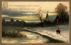 Tuck Christmas No. C1713 Winter Scene Embossed Border c1910 Vintage Postcard