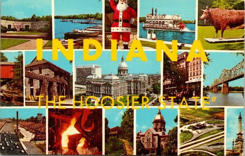 Vintage Postcard Indiana The Hoosier State Greetings Unposted  1050