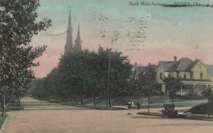 Sidney OH-Ohio, South Main Avenue Church and Residential Houses Vintage Postcard