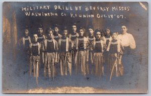 K26/ Beverly Ohio RPPC Postcard c1910 Military Drill Misses Reunion 12
