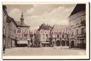 Postcard Old Gray Haute Saone Town Square Hotel