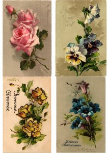 C.KLEIN FLOWERS, FRUITS, 44 VINTAGE ARTIST SIGNED GREETING POSTCARDS ! (L6142)