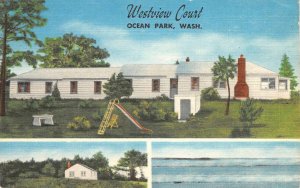 WESTVIEW COURT Ocean Park, Washington Roadside Hotel Vintage 1960 Postcard