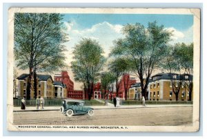 c1910's Rochester NY, General Hospital Nurses Home Car Posted Antique Postcard 
