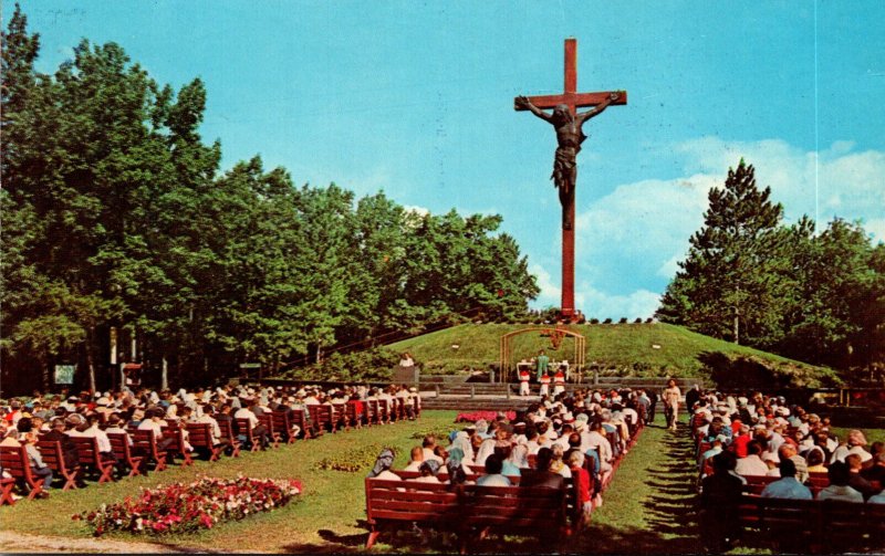 Michigan Indian River Catholic Shrine Largest Wooden and Bronze Crucifix In T...