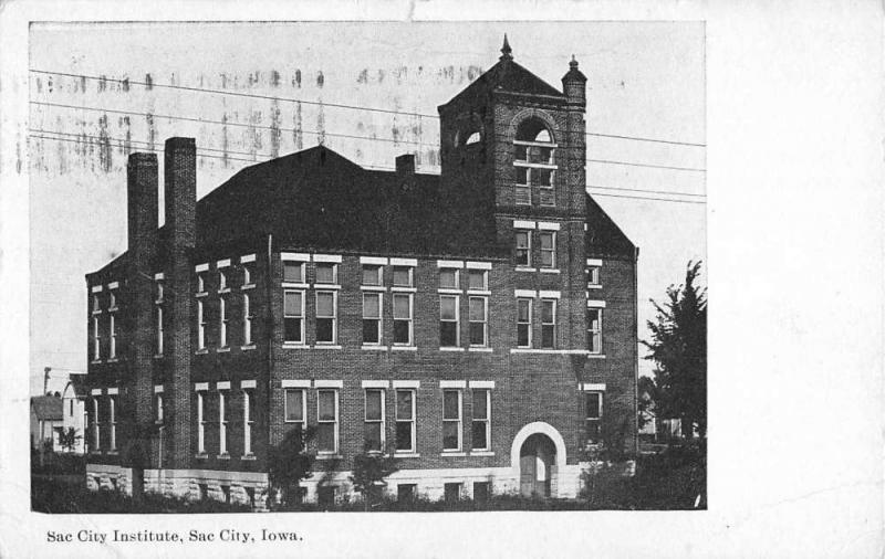 Sac City Iowa Institute Street View Antique Postcard K88621