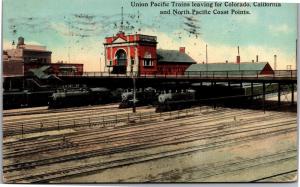 Union Pacific Trains leaving for Colorado, Coasts c1912 Vintage Postcard H11