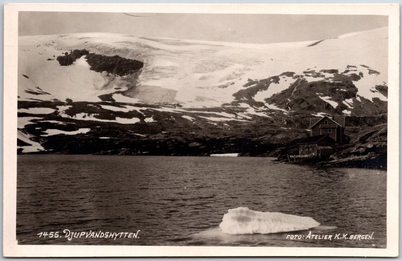 Djupvasshytta Geiranger Norway Real Ocean View Mountains Photo RPPC Postcard