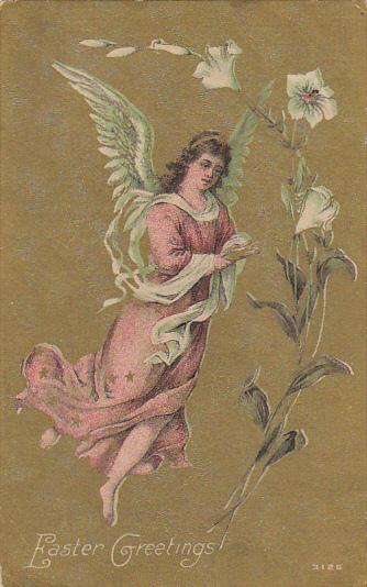 Easter Greetings Angel With Beautiful Flowers