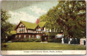 George Ade's County Home Brook Indiana IN Home Yard Lawn Postcard