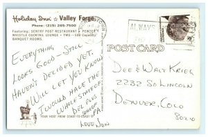 Valley Forge Holiday Inn Postcard Entrance Car People Suitcase Pennsylvania