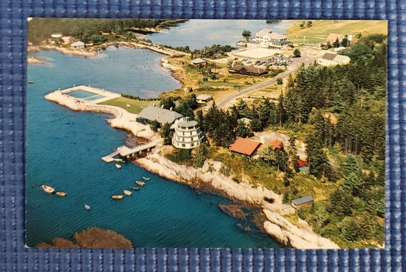 Vintage Aerial View Sebasco Lodge and Cottages Sebasco Estates Maine ME Postcard