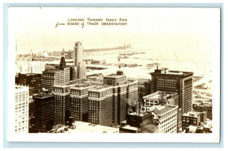 1947 Navy Pier Board of Trade Observatory Chicago Illinois RPPC Photo Postcard 