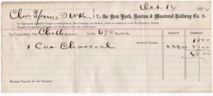 1874 Freight Receipt, NEW YORK, BOSTON & MONTREAL RAILWAY CO., Dr.
