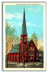 Vintage 1930's Postcard Trinity United Methodist Church 5th St. Rockport Indiana