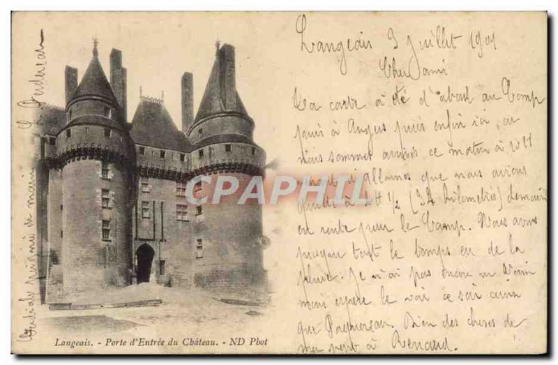 Postcard Langeais Old Gate D & # 39Entree Du Chateau