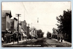 Wheaton Minnesota MN Postcard RPPC Photo Main Street Billiard Hill Restaurant