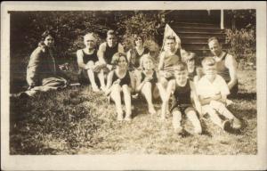 Kids & Grownups & Bathing Suits Bayville ME Cancel c1910 RPPC Postcard