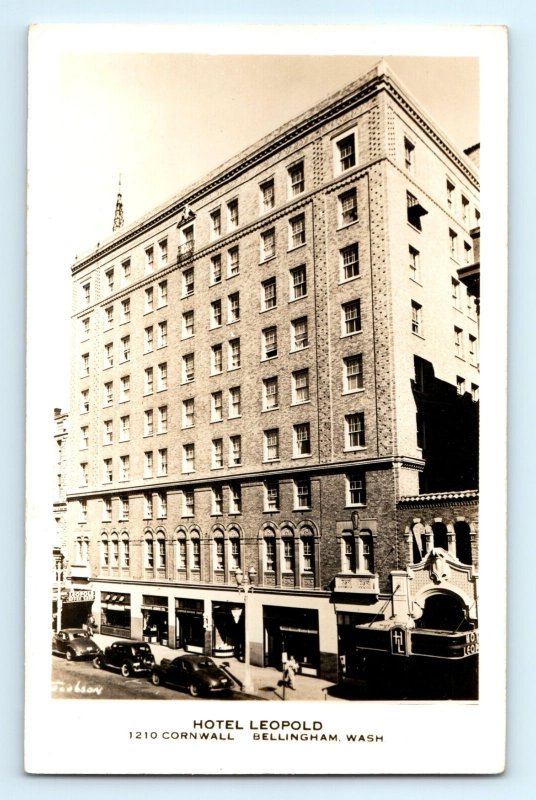 c.1930 Hotel Leopold Bellingham WA, 1210 Cornwall Real Photo Postcard RPPC 