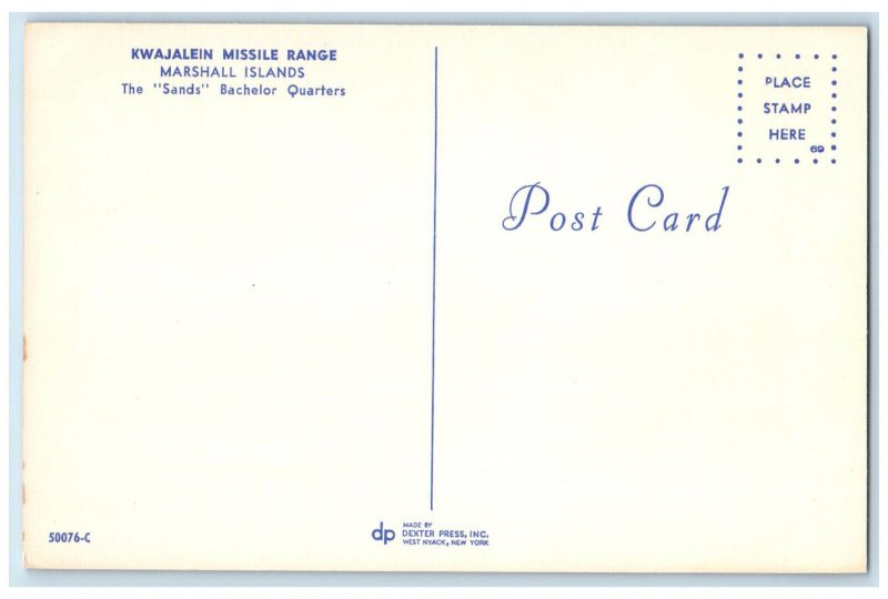 c1950's Kwajalein Missile Range Marshall Islands Bachelor Quarters Postcard