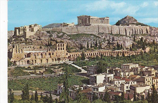 General View Of Acropolis From Philopappos Monument Athens Greece