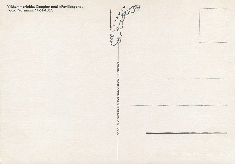 Norway Postcard Vikhammerlokka Camping site with the Pavilion