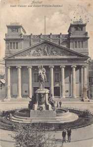 Germany 1914 Aachen Stadt-Theater und Kaiser Wilhelm Monument vintage postcard