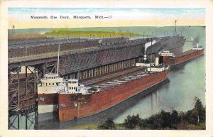 Steamer Freighters Mammoth Ore Dock Marquette Michigan 1930s postcard