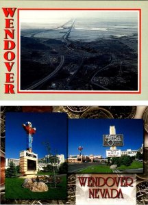 2~4X6 Postcards Wendover, NV Nevada AERIAL VIEW & Stateline & Silversmith Casino