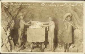 Mining Mine Paraiso South America Native Miners Real Photo Postcard