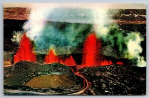 Mauna Loa Volcano Eruption Lava River Hawaii National Park HI Postcard D22