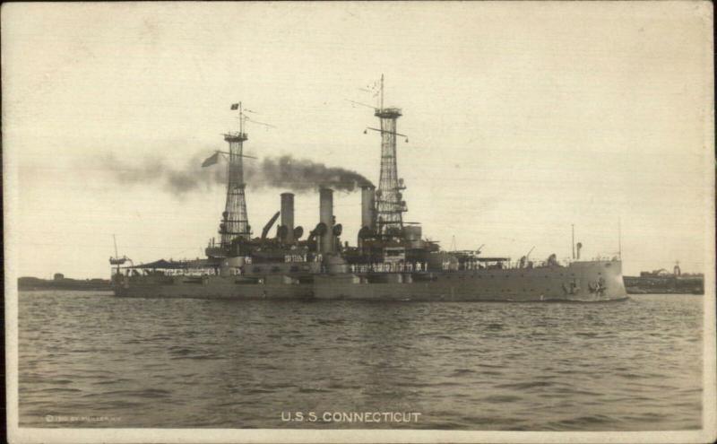 US Navy Naval Battleship USS Connecticut Clark Muller Real Photo Postcard