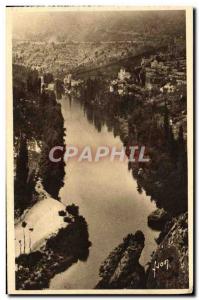 Old Postcard Prades Tarn seen from the road of Sainte Enimie