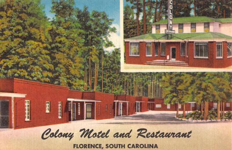 Florence South Carolina Colony Motel And Restaurant Antique Postcard K15203 