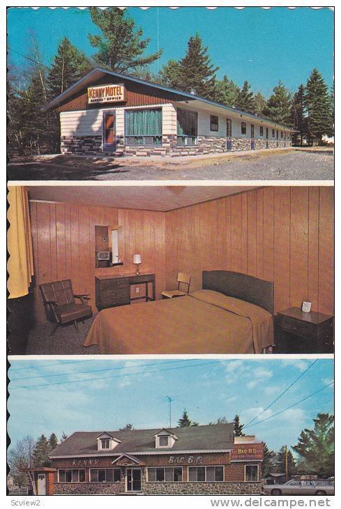 3-View Postcard, Kenny Motel and Bar-B-Que Restaurant, Radwon, Quebec, Canada...