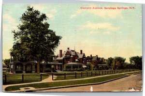 Postcard NY Saratoga Springs Clement Avenue