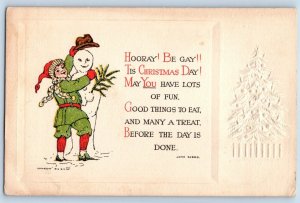 Gibson Postcard Christmas Boy Snowman Message John Hobbs Leigh Nebraska NE 1912