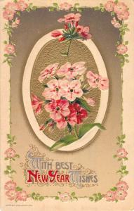 Group Of 4 Bew Years Best Wishes Flower Winsch Antique Postcards K98164