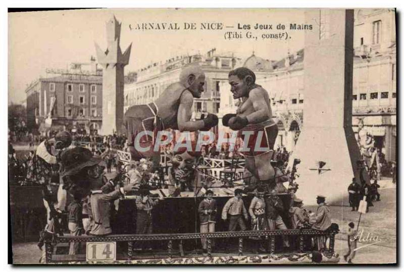 Old Postcard Boxing Nice Carnival hand games