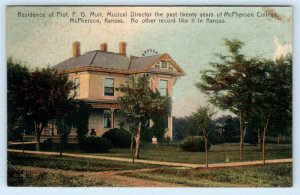 McPHERSON, KS Kansas ~ Residence of F. G. Muir MUSIC DIRECTOR 1908 Postcard