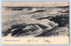 Ottawa Ontario Canada Postcard View Of Chaudiere Falls 1907 Posted Antique