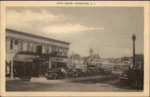 Woonsocket RI Flynn Square Old Cars Postcard