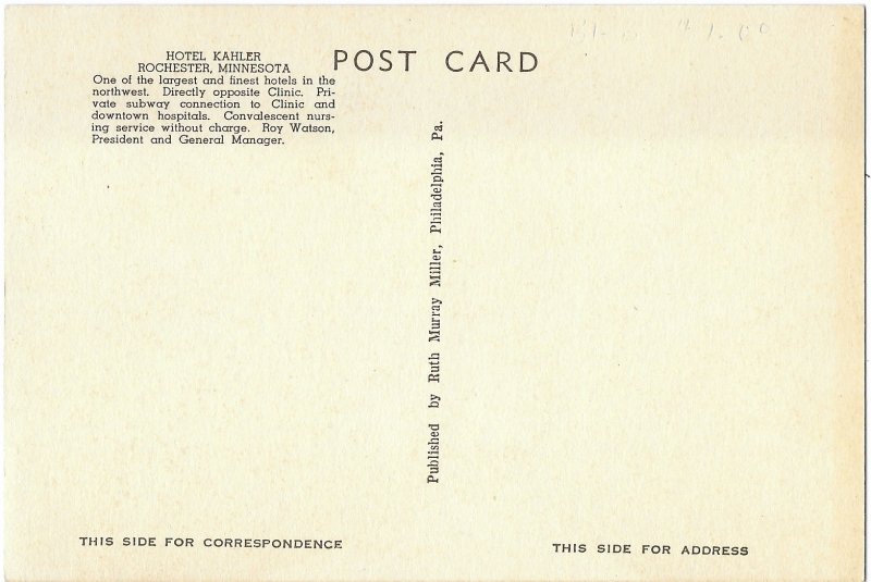 Elizabethan Room Kahler Hotel Rochester Minnesota Across from Clinic & Hospitals